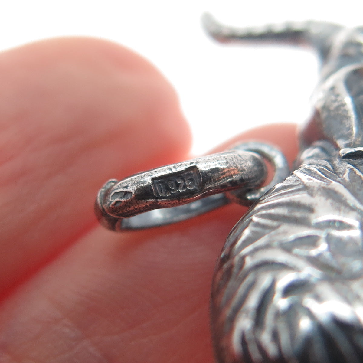 925 Sterling Silver Vintage Italy Elephant Oxidized Charm Pendant