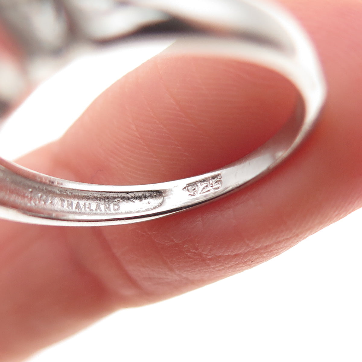 925 Sterling Silver Oval & Round-Cut C Z Bohemian Ring Size 7.25