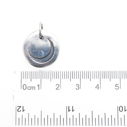 925 Sterling Silver Vintage Crescent & Snowflake Minimalist Charm Pendant