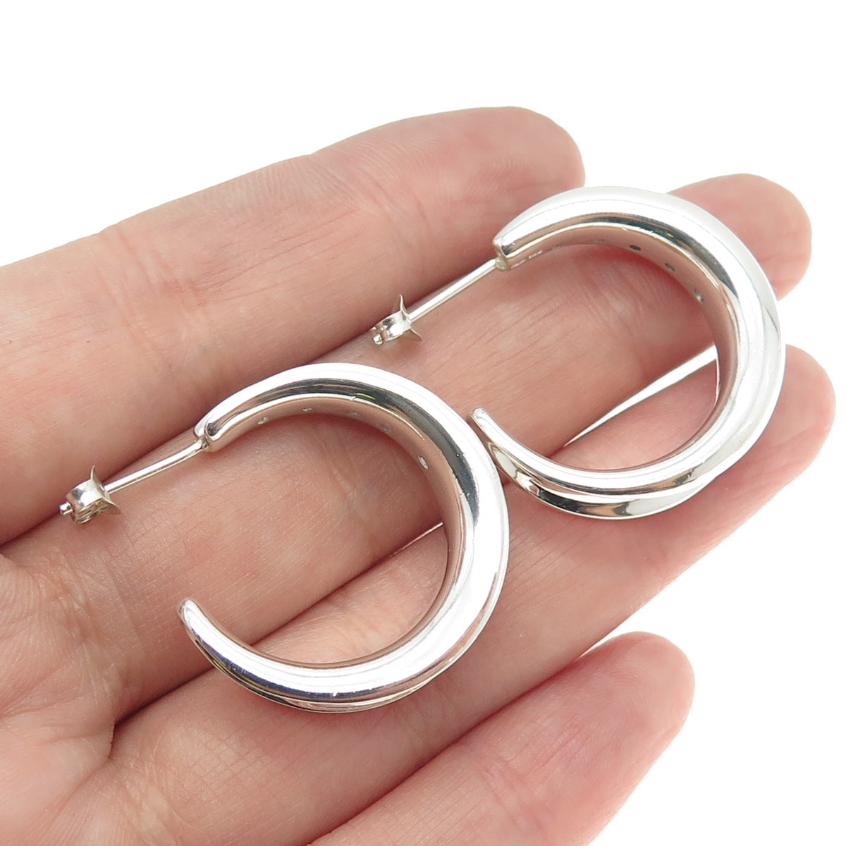 ROBERT LEE MORRIS 925 Sterling Silver Real Round-Cut Diamond Hoop Earrings