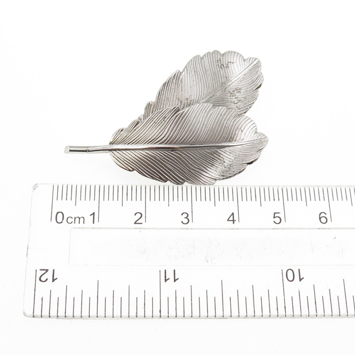 DuBARRY F.A. 925 Sterling Silver Antique Art Deco Feather Oxidized Pin Brooch