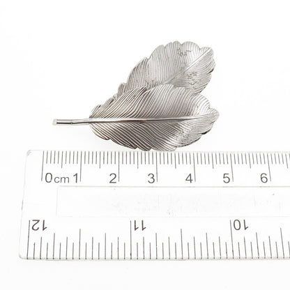 DuBARRY F.A. 925 Sterling Silver Antique Art Deco Feather Oxidized Pin Brooch