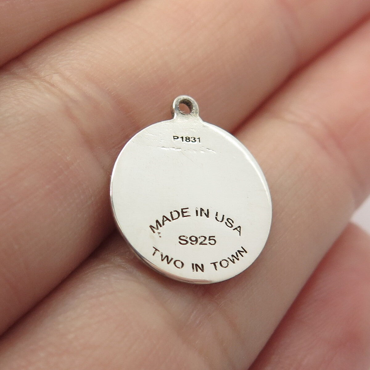 925 Sterling Silver USA Two In Town Stork Charm Pendant