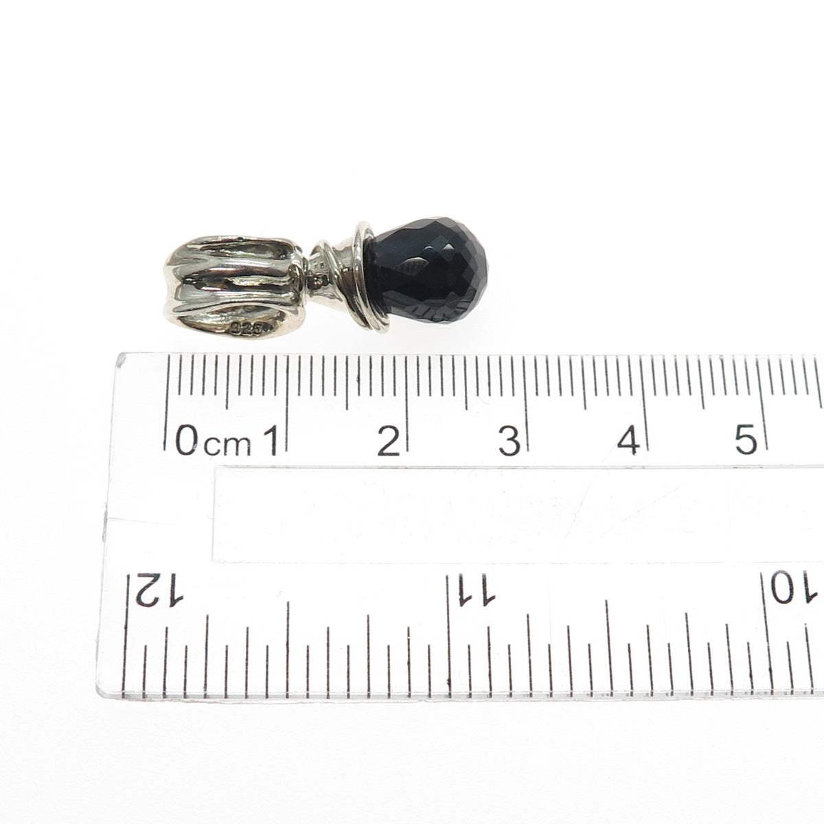 HAGIT GORALI 925 Sterling Silver Vintage Real Black Onyx Modernist Charm Pendant