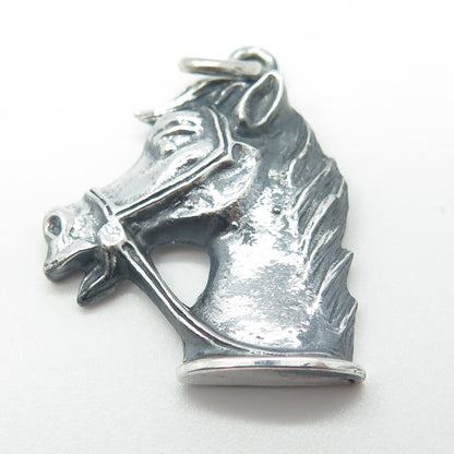 925 Sterling Silver Vintage Horse Head Oxidized Pendant