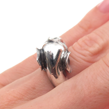 925 Sterling Silver Vintage Elephant Oxidized Ring Size 5