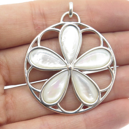 TIFFANY & CO. 925 Sterling Silver Vintage Italy MOP Floral Pendant
