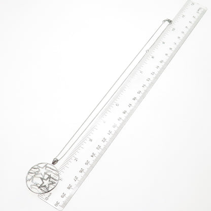 925 Sterling Silver Real Diamond Star Celestial Cable Chain Necklace 16-18"