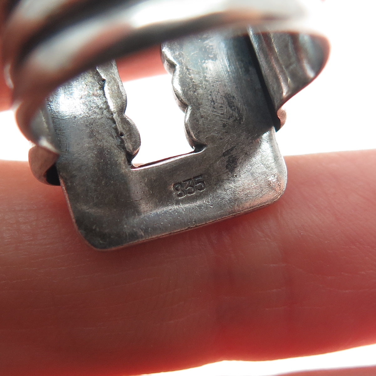 835 Silver Vintage Sweden Modernist Oxidized Ring Size 6.25