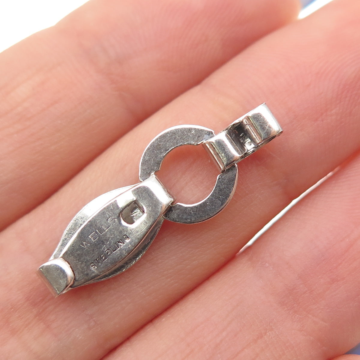 WELLS 925 Sterling Silver Antique Art Deco Bracelet / Necklace Hook Box Lock
