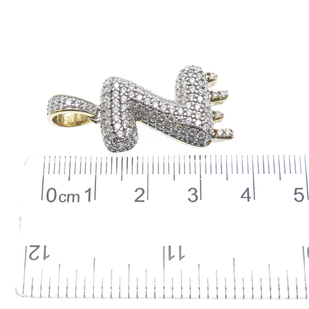 925 Sterling Silver Gold Plated Round-Cut Shaped C Z Letter Z Sparkle Pendant