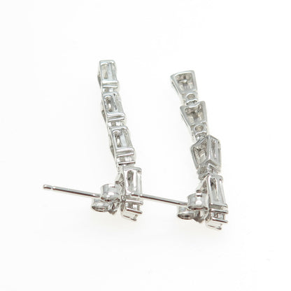 925 Sterling Silver Multi-C Z Dangling Earrings