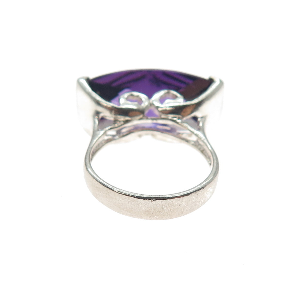 925 Sterling Silver Vintage Nano Amethyst Modernist Ring Size 7.25