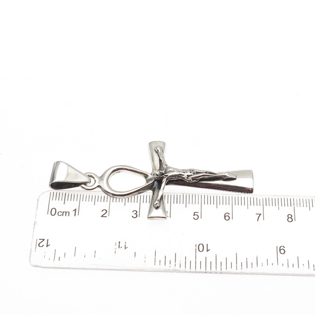 925 Sterling Silver Vintage Egyptian Ankh Crucifix Cross Charm Pendant