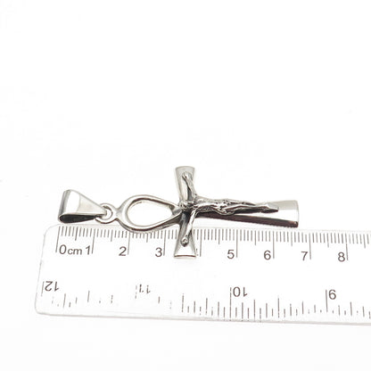 925 Sterling Silver Vintage Egyptian Ankh Crucifix Cross Charm Pendant