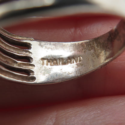925 Sterling Silver Vintage Chevron 4-Row Oxidized Ring Size 6.25