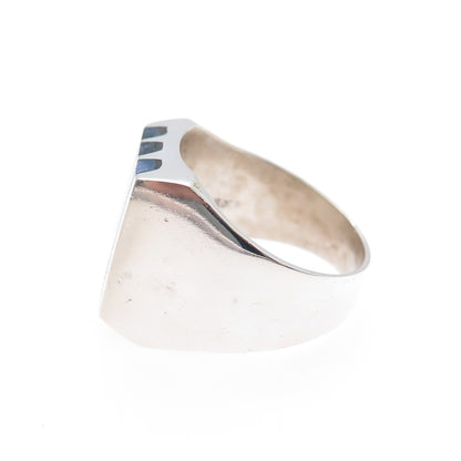 925 Sterling Silver Vintage Mexico Real Sodalite Modernist Ring Size 11