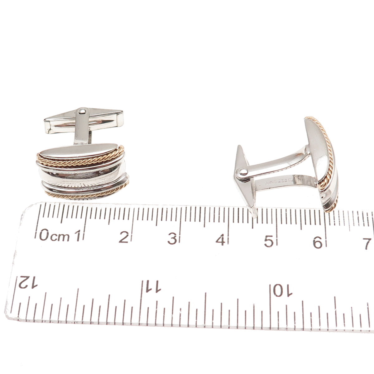 Dolan & Bullock 925 Sterling Silver 14K Gold Vintage Ribbed Cufflinks