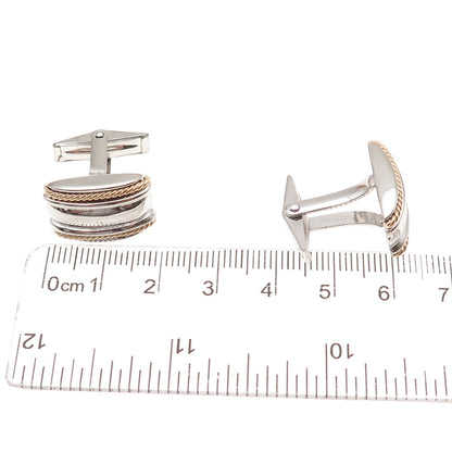 Dolan & Bullock 925 Sterling Silver 14K Gold Vintage Ribbed Cufflinks