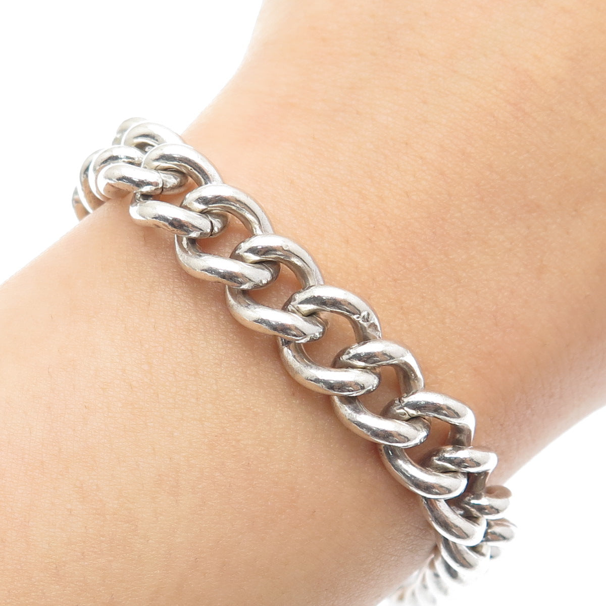 W.J. SUTTON 925 Sterling Vintage 1967 Birmingham Curb Bracelet 7" (missing lock)