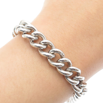 W.J. SUTTON 925 Sterling Vintage 1967 Birmingham Curb Bracelet 7" (missing lock)