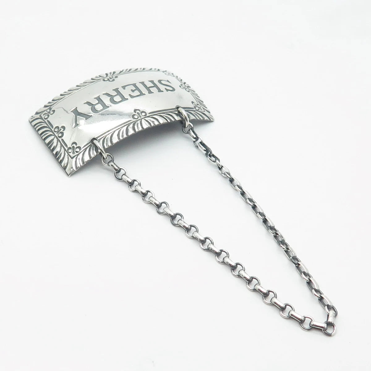 925 Sterling Silver Vintage Stieff Williamsburg "Sherry" Bottle Tag