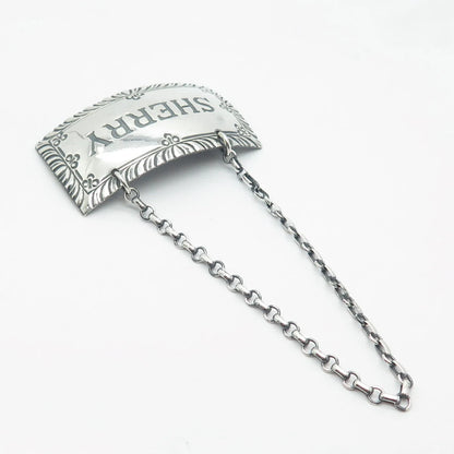 925 Sterling Silver Vintage Stieff Williamsburg "Sherry" Bottle Tag