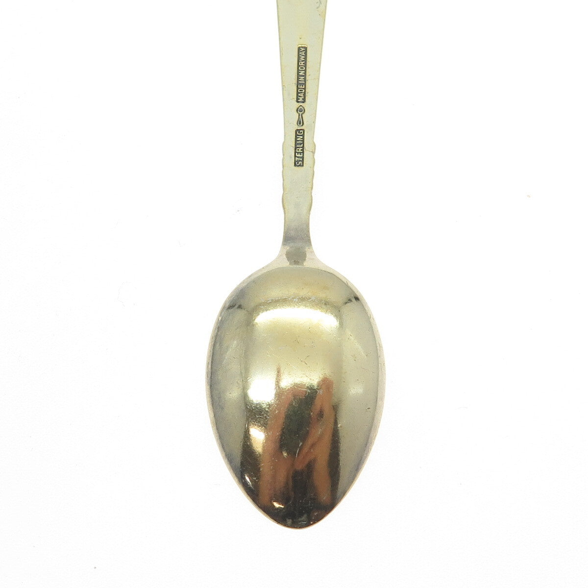 NILS HANSEN 925 Sterling Silver Gold Plated Vintage Norway Enamel Coffee Spoon