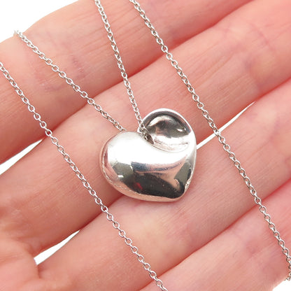TIFFANY & CO. Sterling Silver Vintage Modernist Heart Cable Chain Necklace 16"