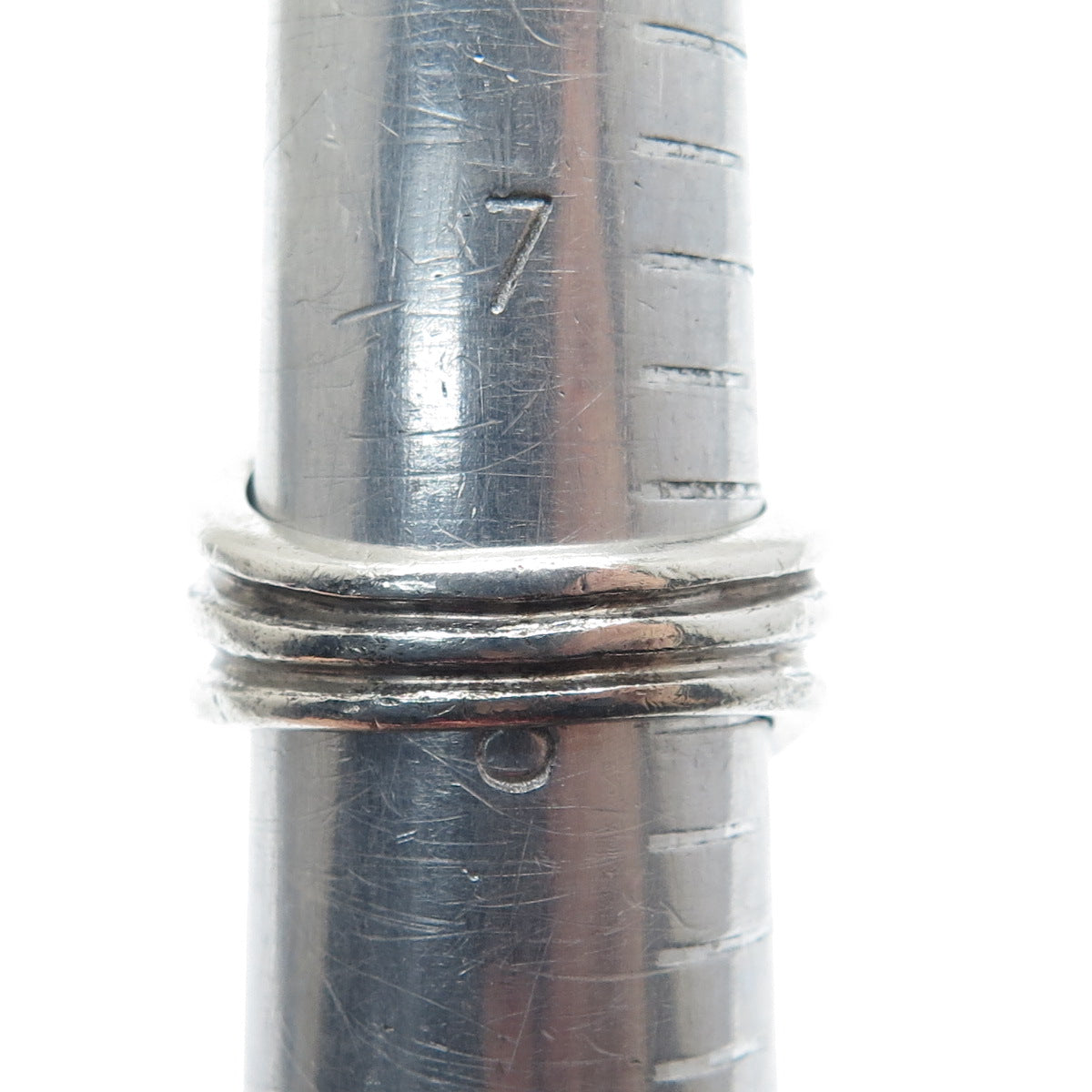 925 Sterling Silver Vintage Modernist Puffy Ribbed Oxidized Ring Size 8