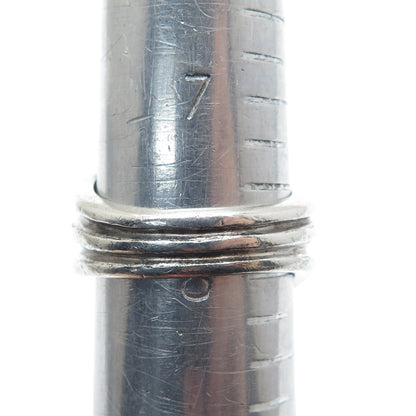 925 Sterling Silver Vintage Modernist Puffy Ribbed Oxidized Ring Size 8
