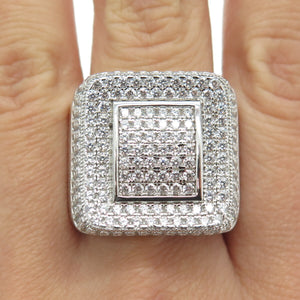 925 Sterling Silver Pave C Z Domed Ring Size 10.25