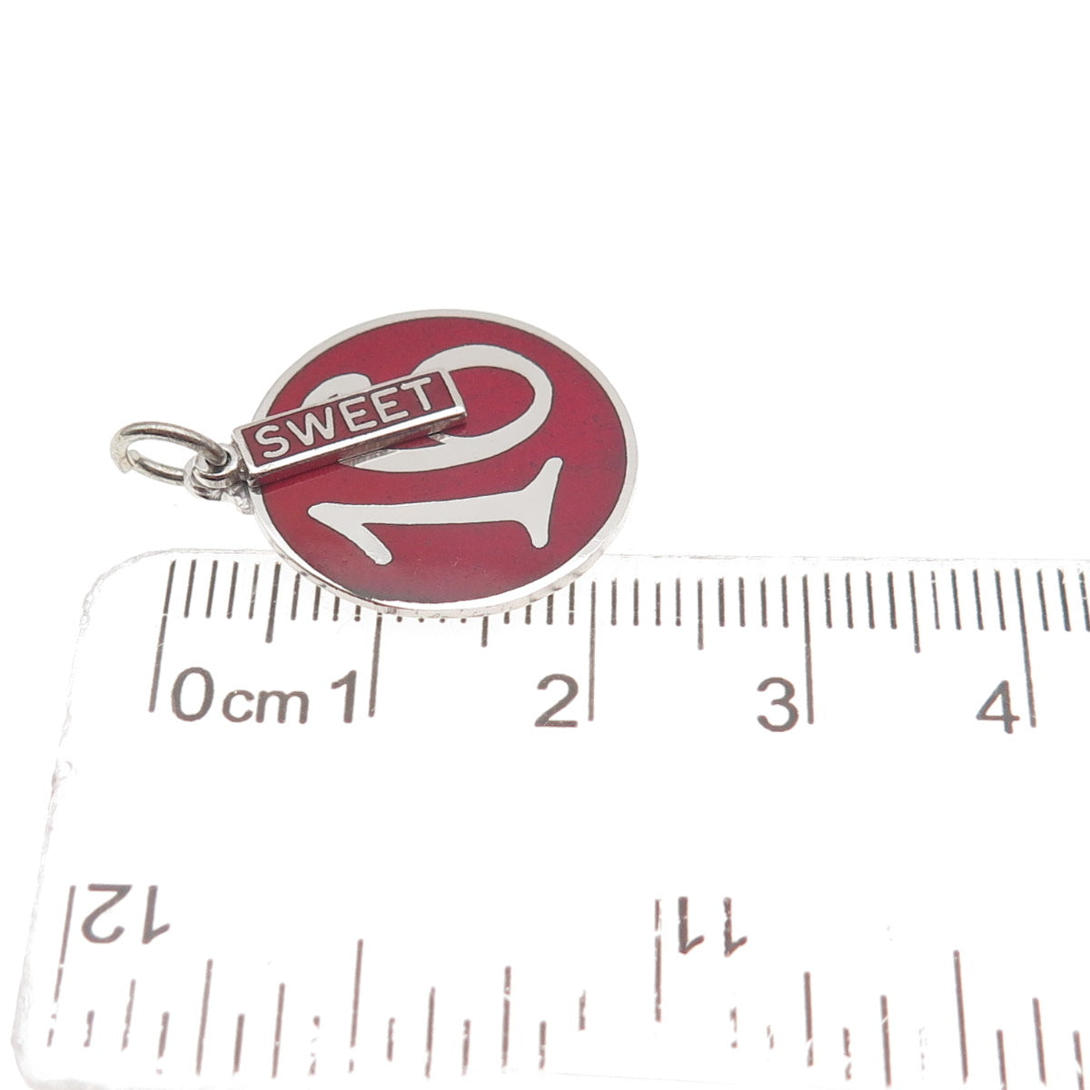925 Sterling Silver Vintage Enamel Sweet 16 Charm Pendant