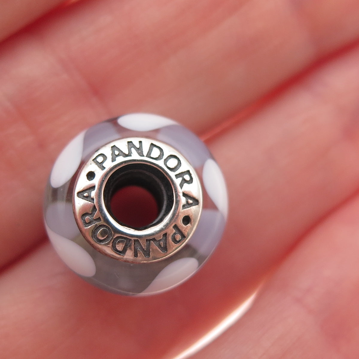 Pandora 925 Sterling Silver Murano Glass Slide Bead Charm