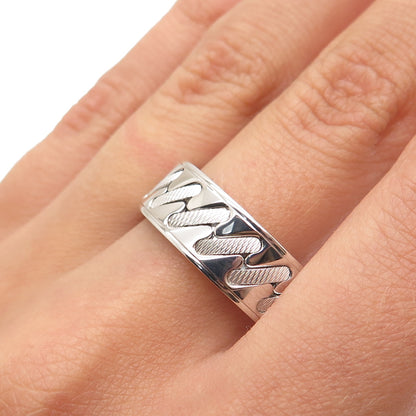NEOS 925 Sterling Silver Textured Sewing Stitches Band Ring Size 10