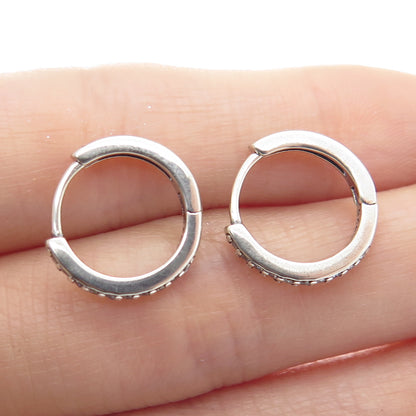 925 Sterling Silver Round-Cut C Z Hoop Earrings