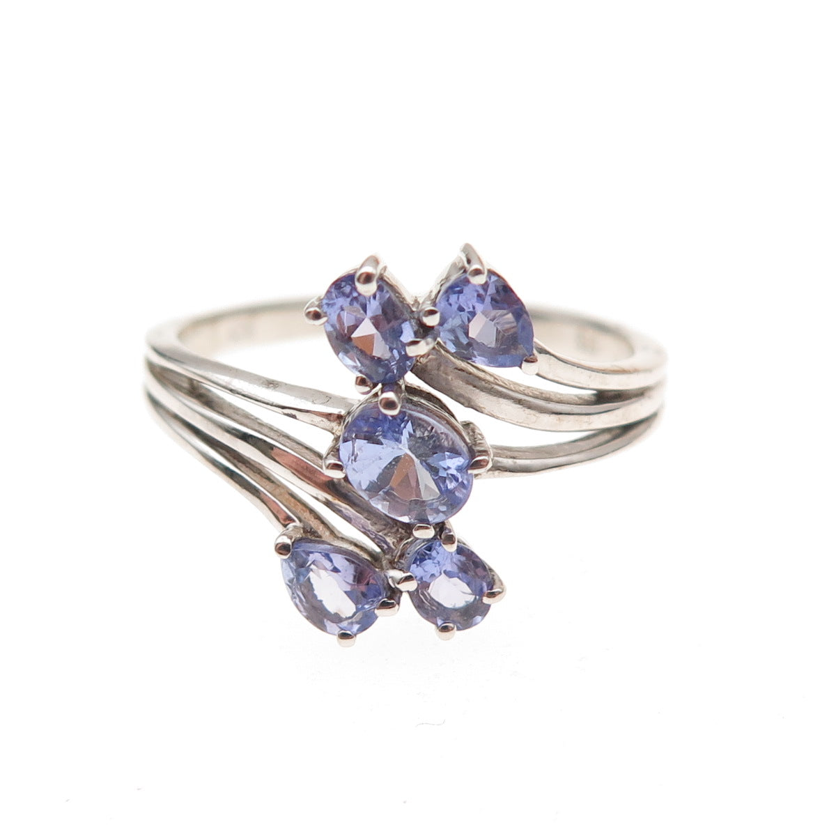 Chuck Clemency 925 Sterling Silver Real Tanzanite Bypass Ring Size 8