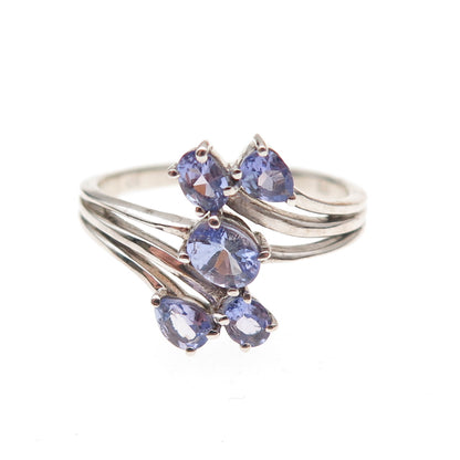 Chuck Clemency 925 Sterling Silver Real Tanzanite Bypass Ring Size 8