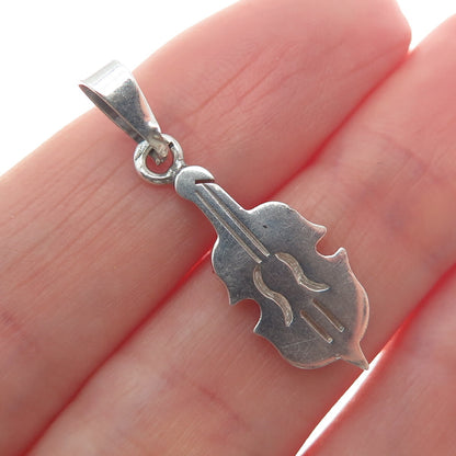 925 Sterling Silver Vintage Mexico Modernist Violin Minimalist Charm Pendant
