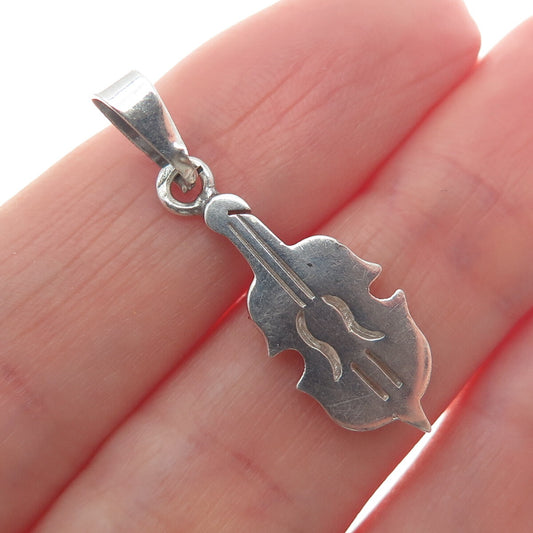925 Sterling Silver Vintage Mexico Modernist Violin Minimalist Charm Pendant