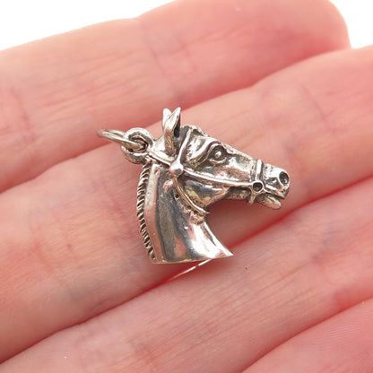 Beau 925 Sterling Silver Antique Art Deco Horse Oxidized Mini Charm Pendant