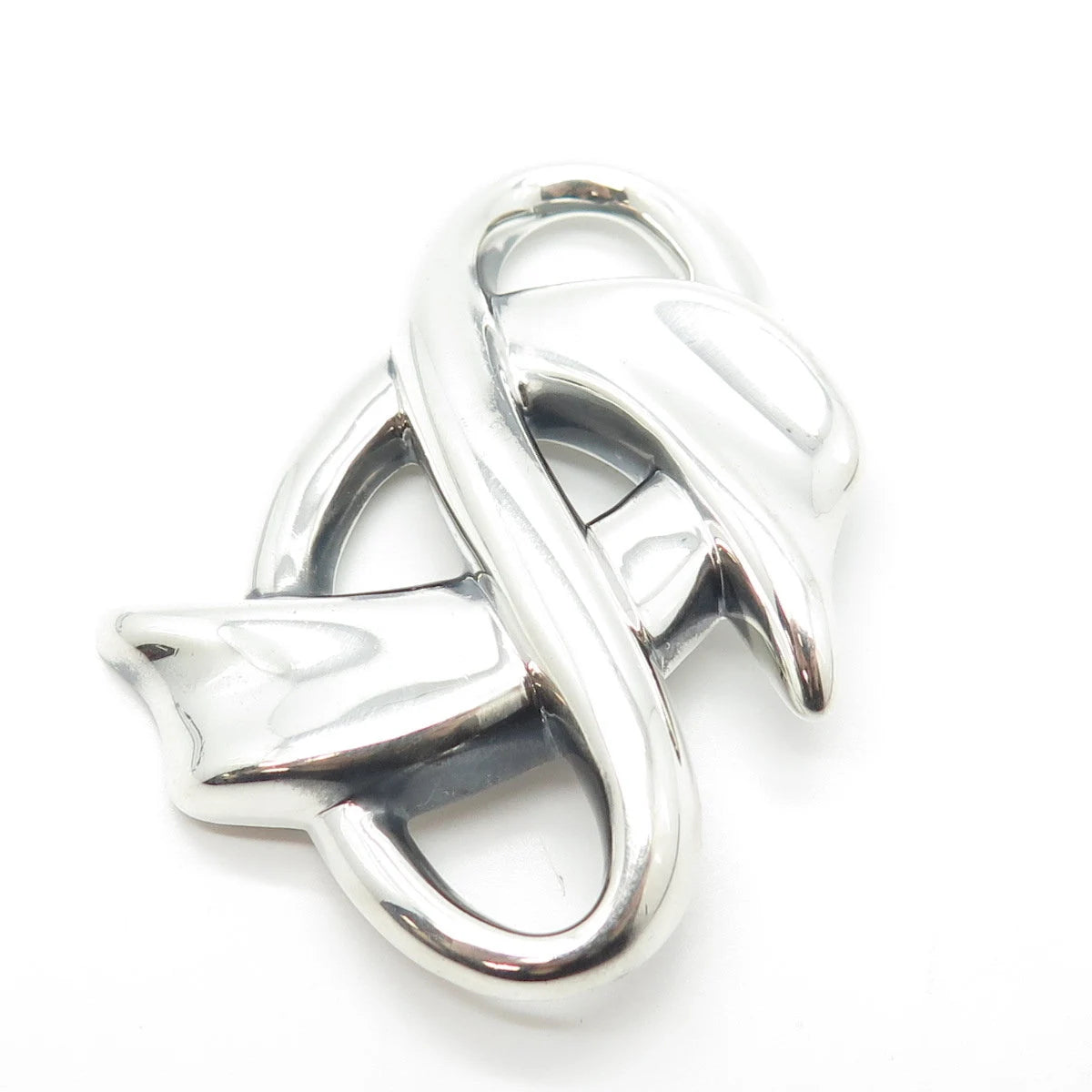 925 Sterling Silver Vintage Ribbon Bow Knot Pin Brooch