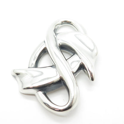 925 Sterling Silver Vintage Ribbon Bow Knot Pin Brooch