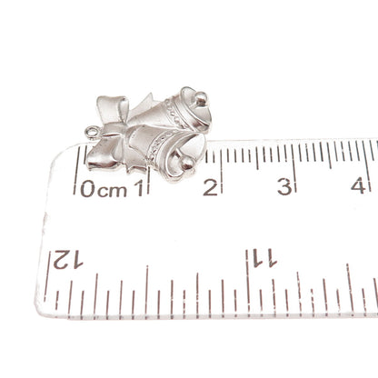 Anson 925 Sterling Silver Antique Art Deco Christmas Bells Charm Pendant