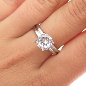 925 Sterling Silver Round-Cut C Z Engagement Ring Size 8.25
