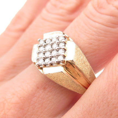 925 Sterling Silver Gold Plated Real Round-Cut Diamond Ring Size 10