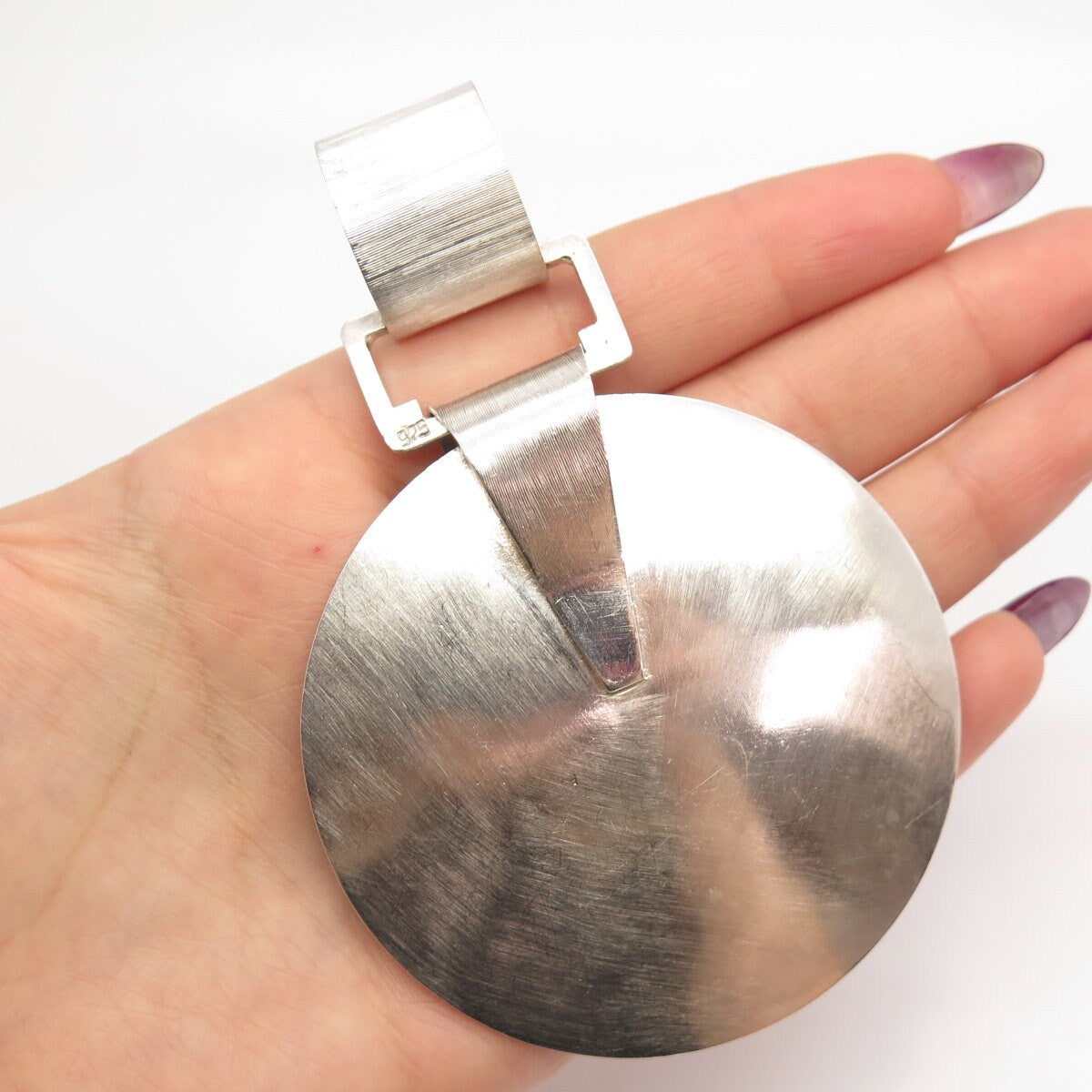 925 Sterling Silver Vintage Real Jasper Gemstone Textured Pendant