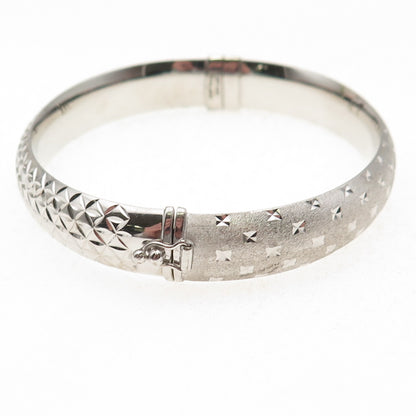 ATI Annika Witt 925 Sterling Silver Diamond-Cut Dual Sided Bangle Bracelet 7.5"
