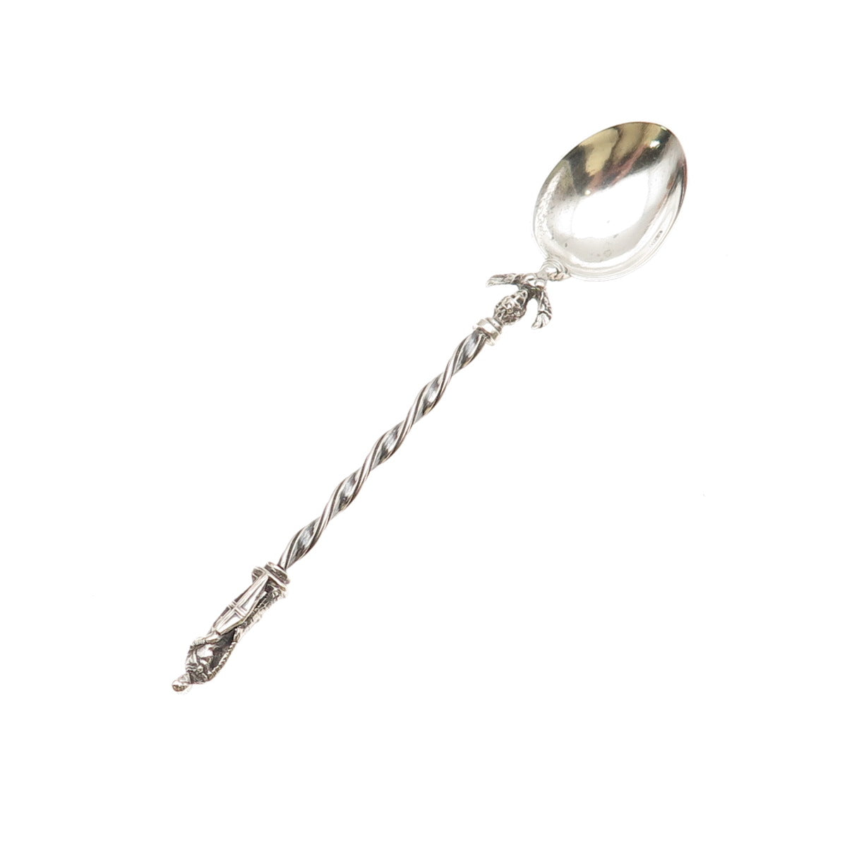 800 Silver Antique Art Deco Apostle & Cherub Coffee Spoon