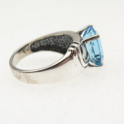 Charles Winston 925 Sterling Silver Vintage Blue C Z Modernist Ring Size 7.25